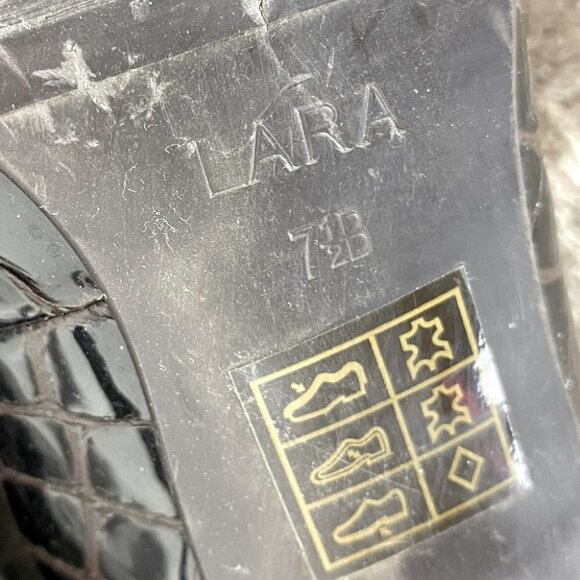 Bravo Browns Brown Lara Croc Embossed Patent Leather Heels W Brass Buckles 7.5 - Picture 8 of 14